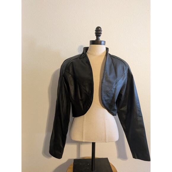 Vintage chia cropped leather jacket size M - Picture 1 of 7